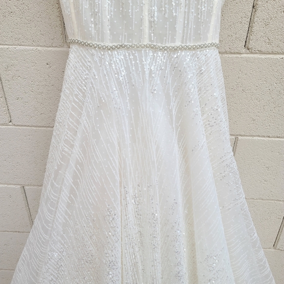 Bronx and Banco | Mademoiselle Bridal Sequin Sparkle Midi Dress Size Medium - Picture 5 of 16